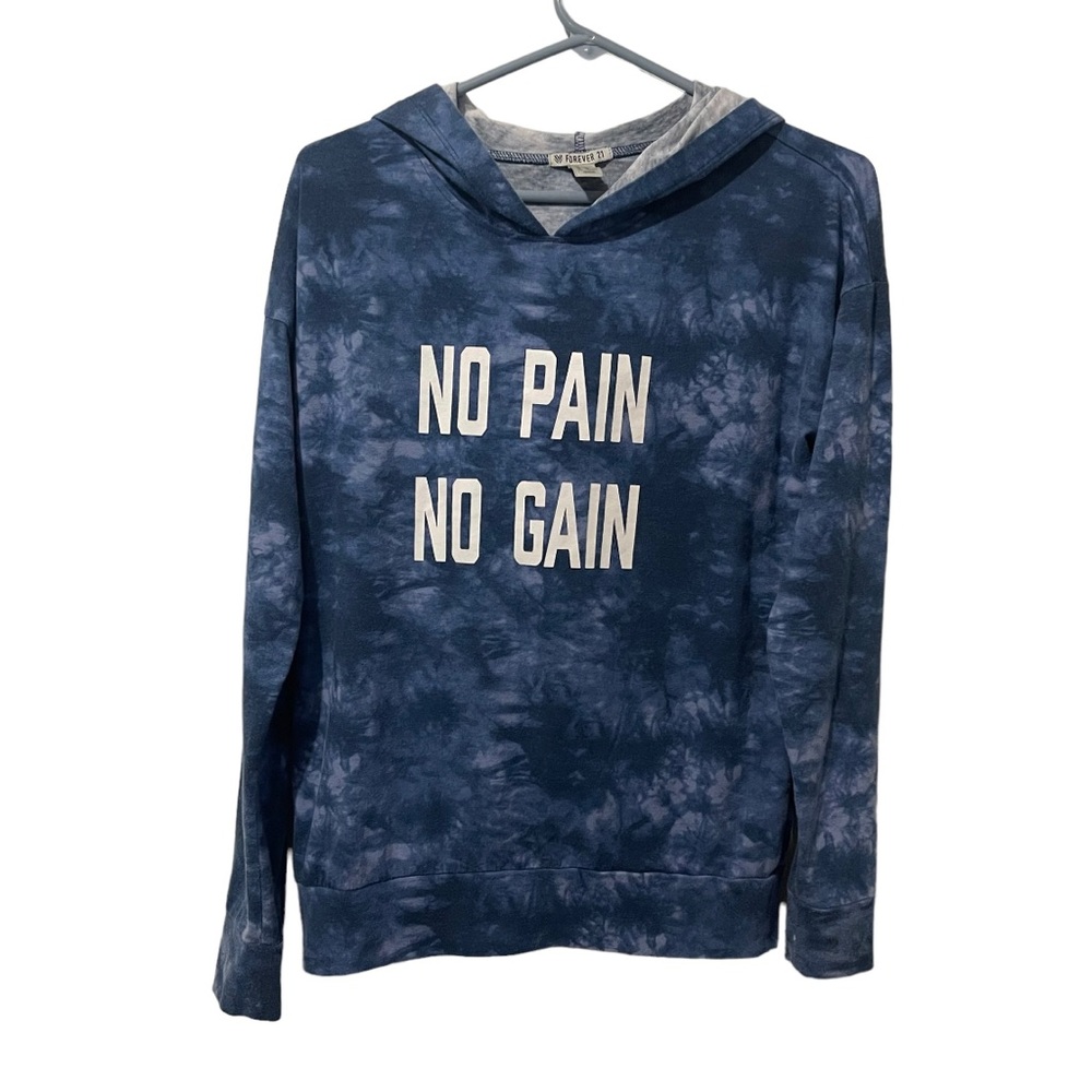 Forever 21 Hoodie Women‎ XS Blue Pullover Sweatshirt Lightweight Casual Logo